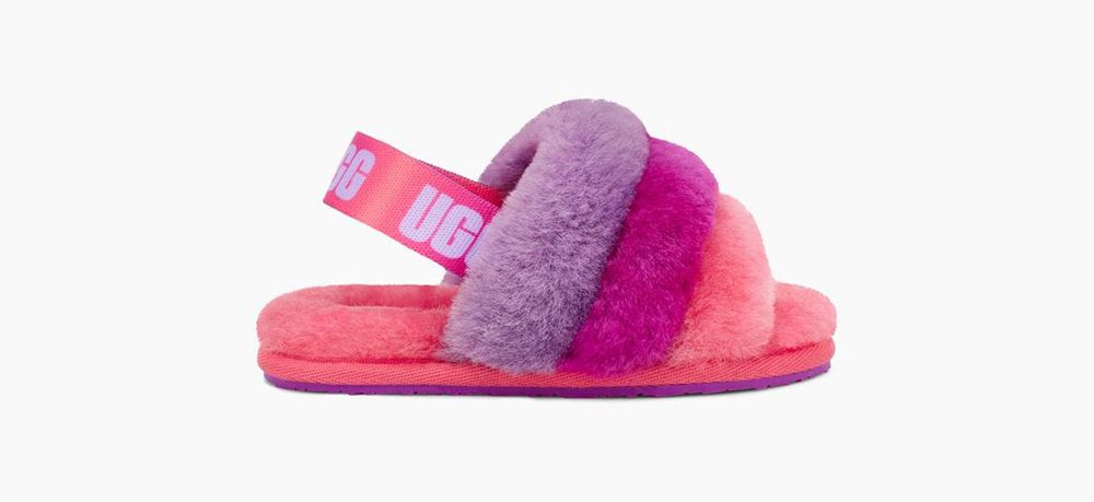 Ugg Slipper Toddlers - Ugg Fluff Yeah Toddler Pink / Purple Rainbow - 394UINBXJ